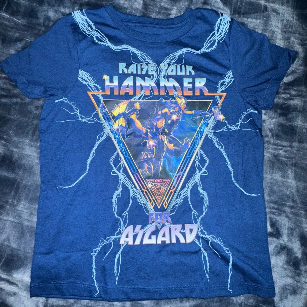 Marvel Blue 'Raise Your Hammer' Kids Tee
